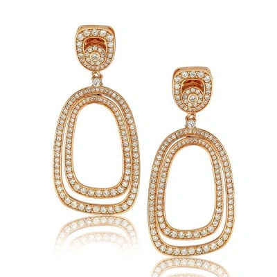 Suzy Levian Rose Sterling Silver Cubic Zirconia Earrings In Gold