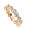 Suzy Levian Rose Sterling Silver Cubic Zirconia Floral Eternity Band In White