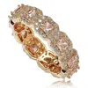 Suzy Levian Rose Sterling Silver Cubic Zirconia Pink Princess Cut Eternity Band