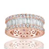 Suzy Levian Rose Sterling Silver Cubic Zirconia White Baguette And Round Wide Eternity Band In White