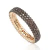 Suzy Levian Rose Sterling Silver Micro-pave Brown Cubic Zirconia Eternity Band