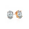 Suzy Levian Rose Sterling Silver Oval Cut 1.50cttw Cubic Zirconia Earring Studs In Silver