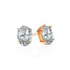 Suzy Levian Rose Sterling Silver Oval Cut 1.50cttw Cubic Zirconia Earring Studs In White