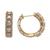 Suzy Levian Rose Sterling Silver Pink & White Cubic Zirconia Hoop Earrings In Pink