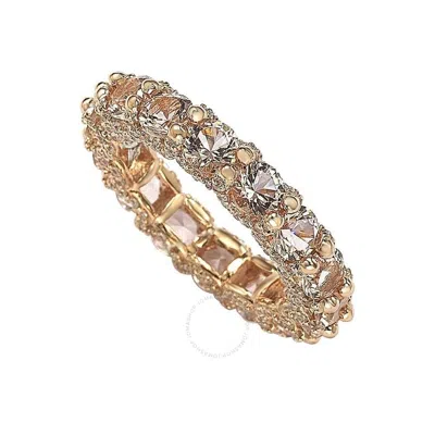 Suzy Levian Rose Sterling Silver Pink Cubic Zirconia Pave U Shape Setting Eternity Band