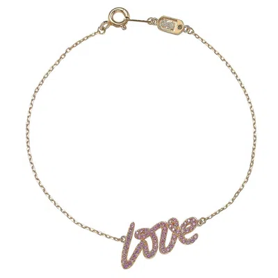 Suzy Levian Rose Sterling Silver Pink Sapphire And Diamond Accent Love Bracelet