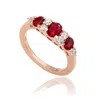 Suzy Levian Rose Sterling Silver Red White Cubic Zirconia Graduating Ring In Gold