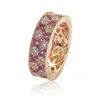 Suzy Levian Rose Sterling Silver Ruby And White Cubic Zirconia Floral Eternity Band In Red