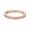 Suzy Levian Rose Sterling Silver Thin Pink Cubic Zirconia Eternity Band