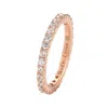 Suzy Levian Rose Sterling Silver Thin White Cubic Zirconia Eternity Band In White