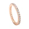 Suzy Levian Rose Sterling Silver Thin White Cubic Zirconia Eternity Band In Silver