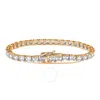 Suzy Levian Rose Gold Plate Sterling Silver Cubic Zirconia Tennis Bracelet In White