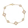 Suzy Levian Rose Sterling Silver White Cubic Zirconia Clover And Circles Bracelet