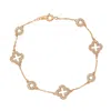 Suzy Levian Rose Sterling Silver White Cubic Zirconia Clover And Circles Bracelet In Gold