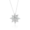 Suzy Levian Rose Sterling Silver White Cubic Zirconia Large Pave Flower Pendant In Silver