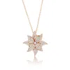 Suzy Levian Rose Sterling Silver White Cubic Zirconia Large Pave Flower Pendant In Gold