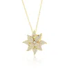 Suzy Levian Rose Sterling Silver White Cubic Zirconia Large Pave Flower Pendant In Gold