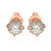 Suzy Levian Rose Sterling Silver White Cubic Zirconia Round Stud Earrings