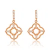 Suzy Levian Rose Sterling Silver White Cubic Zirconia Trellis Filigree Drop Dangle Earrings In Gold