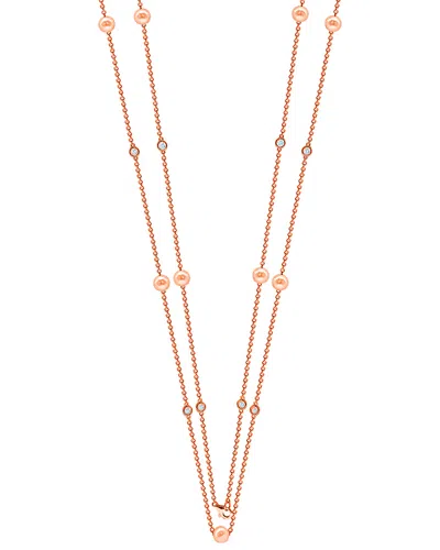 Suzy Levian Rose-tone Silver 3.90 Ct. Tw. Sapphire & 7-7.5mm Pearl 46in Necklace