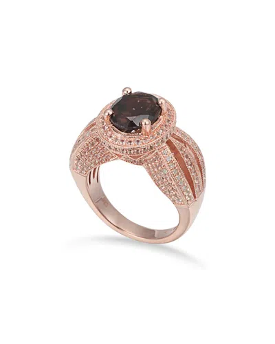 Suzy Levian Rosed Silver 4.00 Ct. Tw. Gemstone Statement Ring In Gold