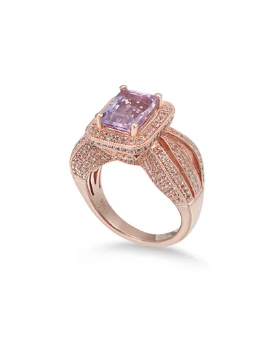 Suzy Levian Rosed Silver 4.30 Ct. Tw. Gemstone Statement Ring In Gold