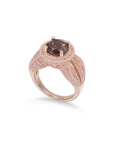 Suzy Levian Rosed Silver 4.37 Ct. Tw. Gemstone Statement Ring In Gold