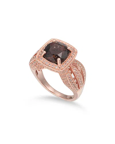 Suzy Levian Rosed Silver 5.00 Ct. Tw. Gemstone Statement Ring In Brown