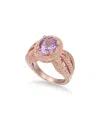 Suzy Levian Rosed Silver 4.52 Ct. Tw. Gemstone Statement Ring In Gold