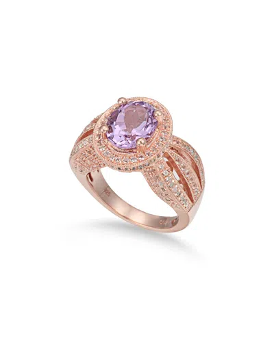 Suzy Levian Rosed Silver 4.52 Ct. Tw. Gemstone Statement Ring In Gold