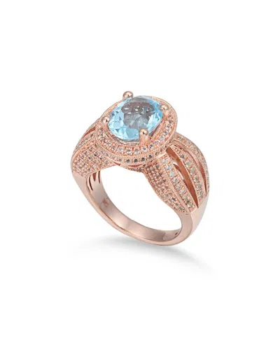 Suzy Levian Rosed Silver 5.18 Ct. Tw. Gemstone Statement Ring In Gold