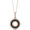 Suzy Levian Rosed Sterling Silver Brown Cubic Zirconia 3-row Circle Pendant In Black