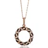 Suzy Levian Rosed Sterling Silver Brown Cubic Zirconia Interlocked Circle Pendant In Black