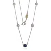 Suzy Levian Sapphire & Diamond Accent (1.50cttw) Sterling Silver 5 Stone Station Necklace In Blue