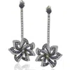 Suzy Levian Sapphire And Diamond Accent In Sterling Silver Earrings In Metallic