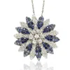 Suzy Levian Sapphire And Diamond Accent In Sterling Silver Pendant In Blue