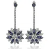Suzy Levian Sapphire And Diamond In Sterling Silver And 18k Gold Earring In Blue