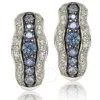 Suzy Levian Sapphire And Diamond In Sterling Silver And 18k Gold Earring In Blue