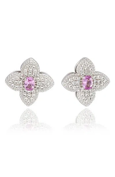 SUZY LEVIAN SUZY LEVIAN SAPPHIRE CLOVER STUD EARRINGS
