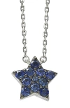 Suzy Levian Sapphire Star Pendant Necklace In Blue