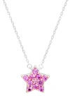 Suzy Levian Sapphire Star Pendant Necklace In Pink