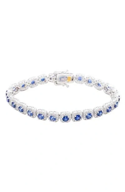 Suzy Levian Sapphire Tennis Bracelet In Blue