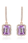 Suzy Levian Semiprecious Stone Halo Drop Earrings