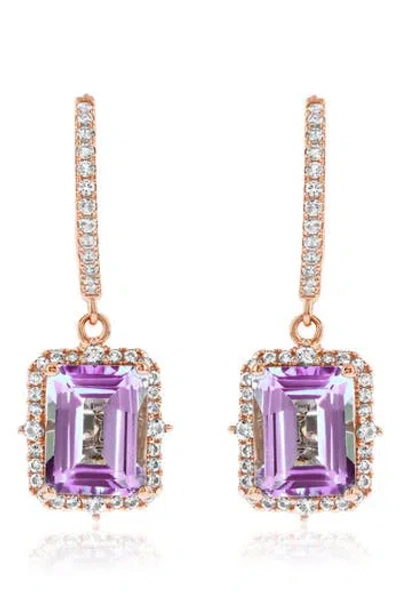 SUZY LEVIAN SUZY LEVIAN SEMIPRECIOUS STONE HALO DROP EARRINGS