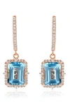Suzy Levian Semiprecious Stone Halo Drop Earrings