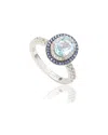Suzy Levian Sterling Silver Oval Cut Blue Topaz And Sapphire Accent Ring