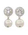 Suzy Levian Sterling Silver Freshwater Pearl Drop Earrings