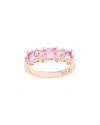 Suzy Levian Rose Sterling Silver Natural Pink Sapphire And Diamond Accent Half Band