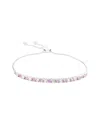 Suzy Levian Sterling Silver Pink Sapphire And Diamond Accent Adjustable Bolo Tennis Bracelet