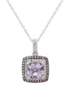 Suzy Levian Silver 0.02 Ct. Tw. Diamond & Gemstone Double Halo Pendant